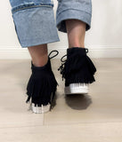 Nick Fringe Sneaker Wedge in Black - Naughty Monkey - Flyclothing LLC