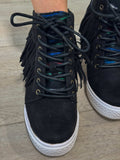 Nick Fringe Sneaker Wedge in Black - Naughty Monkey - Flyclothing LLC
