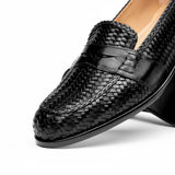 15-585-BLK NICOLA Italian Calfskin Basketweave, Black - Zelli Italia - Flyclothing LLC