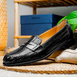 15-585-BLK NICOLA Italian Calfskin Basketweave, Black - Zelli Italia - Flyclothing LLC