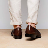 15-585-BRN NICOLA Italian Calfskin Basketweave, Dark Brown - Zelli Italia - Flyclothing LLC