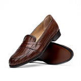 15-585-BRN NICOLA Italian Calfskin Basketweave, Dark Brown - Zelli Italia - Flyclothing LLC