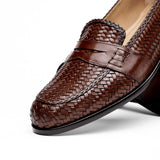 15-585-BRN NICOLA Italian Calfskin Basketweave, Dark Brown - Zelli Italia - Flyclothing LLC