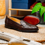 15-585-BRN NICOLA Italian Calfskin Basketweave, Dark Brown - Zelli Italia - Flyclothing LLC