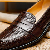15-585-BRN NICOLA Italian Calfskin Basketweave, Dark Brown - Zelli Italia - Flyclothing LLC