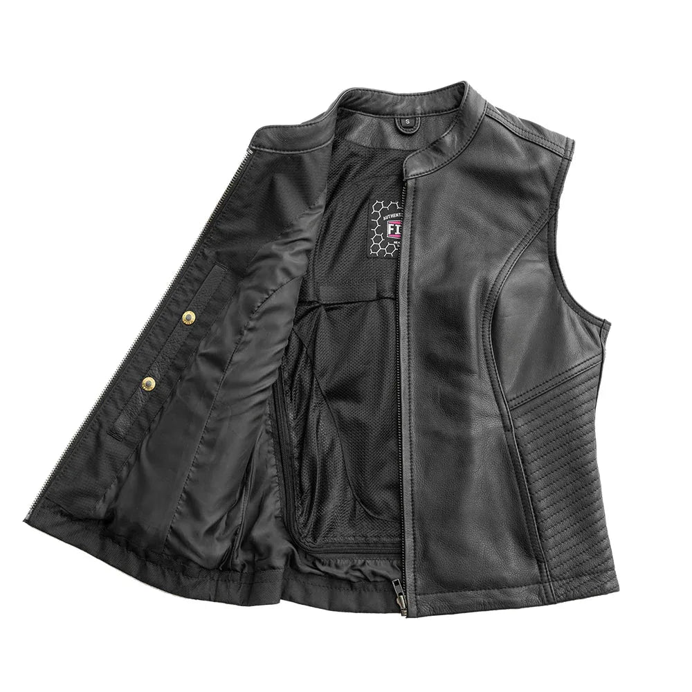 Nina Women's Motorcycle Leather Vest - First Manufacturing Company - Flyclothing LLC