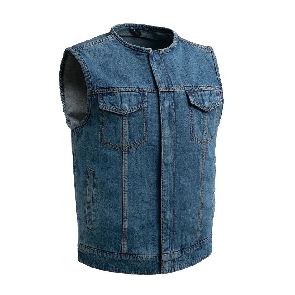 No Limit - Men's Motorcycle Denim Vest - First Manufacturing Company - Flyclothing LLC