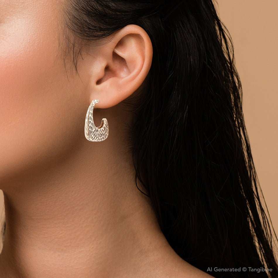 Nomad Textured Golden Half Hoop Earrings - Barse Jewelry - Flyclothing LLC