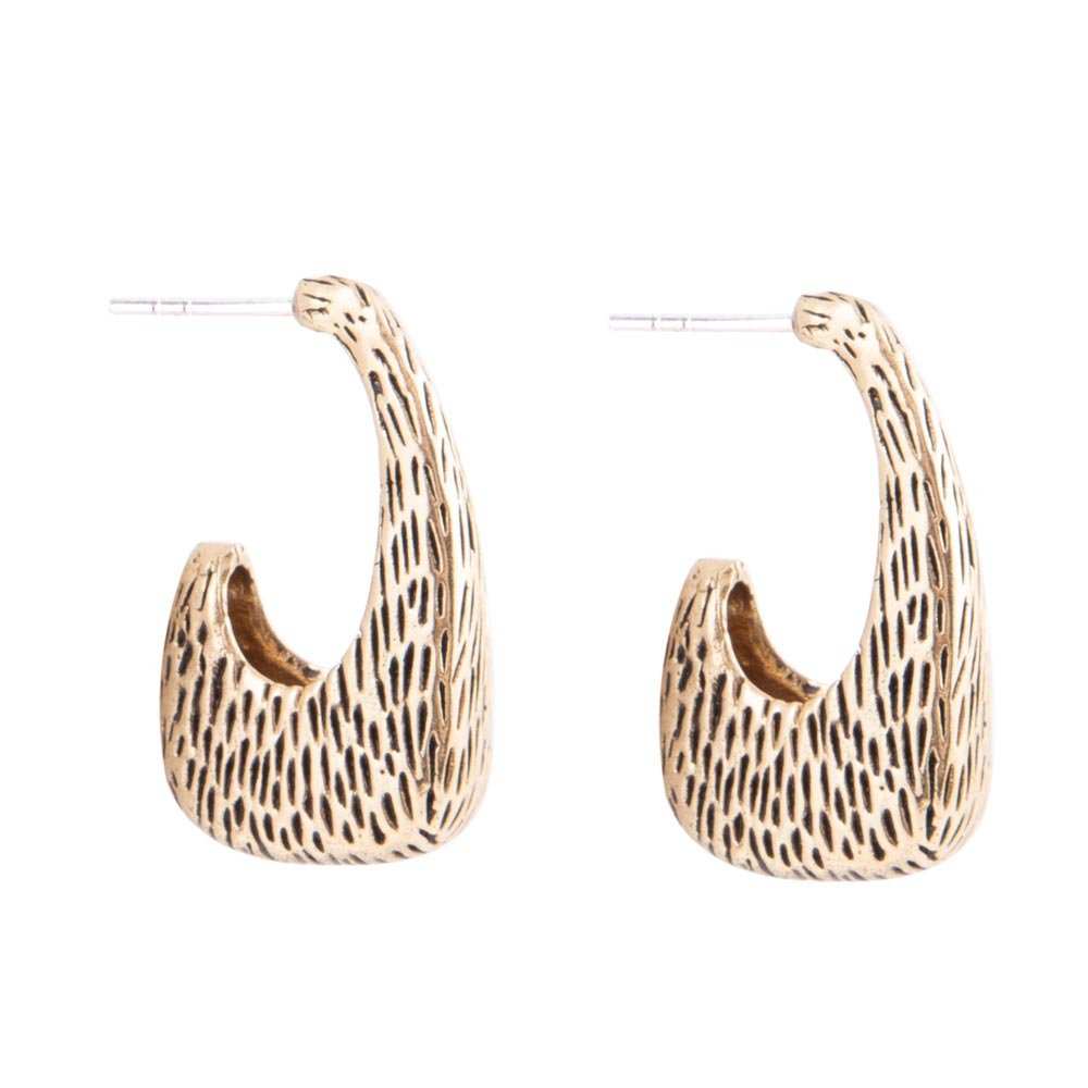 Nomad Textured Golden Half Hoop Earrings - Barse Jewelry - Flyclothing LLC