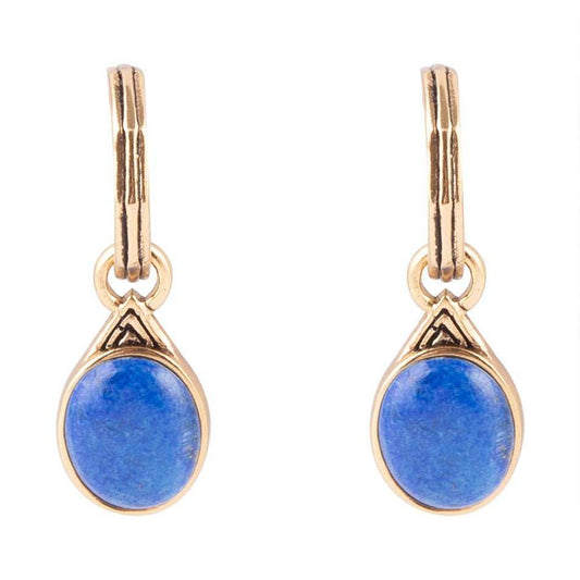 Nova Half-Hoop Blue Lapis and Golden Earrings - Barse Jewelry - Flyclothing LLC
