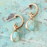 Nova Half-Hoop Blue Turquoise and Golden Earrings - Barse Jewelry - Flyclothing LLC