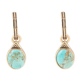 Nova Half-Hoop Blue Turquoise and Golden Earrings - Barse Jewelry - Flyclothing LLC