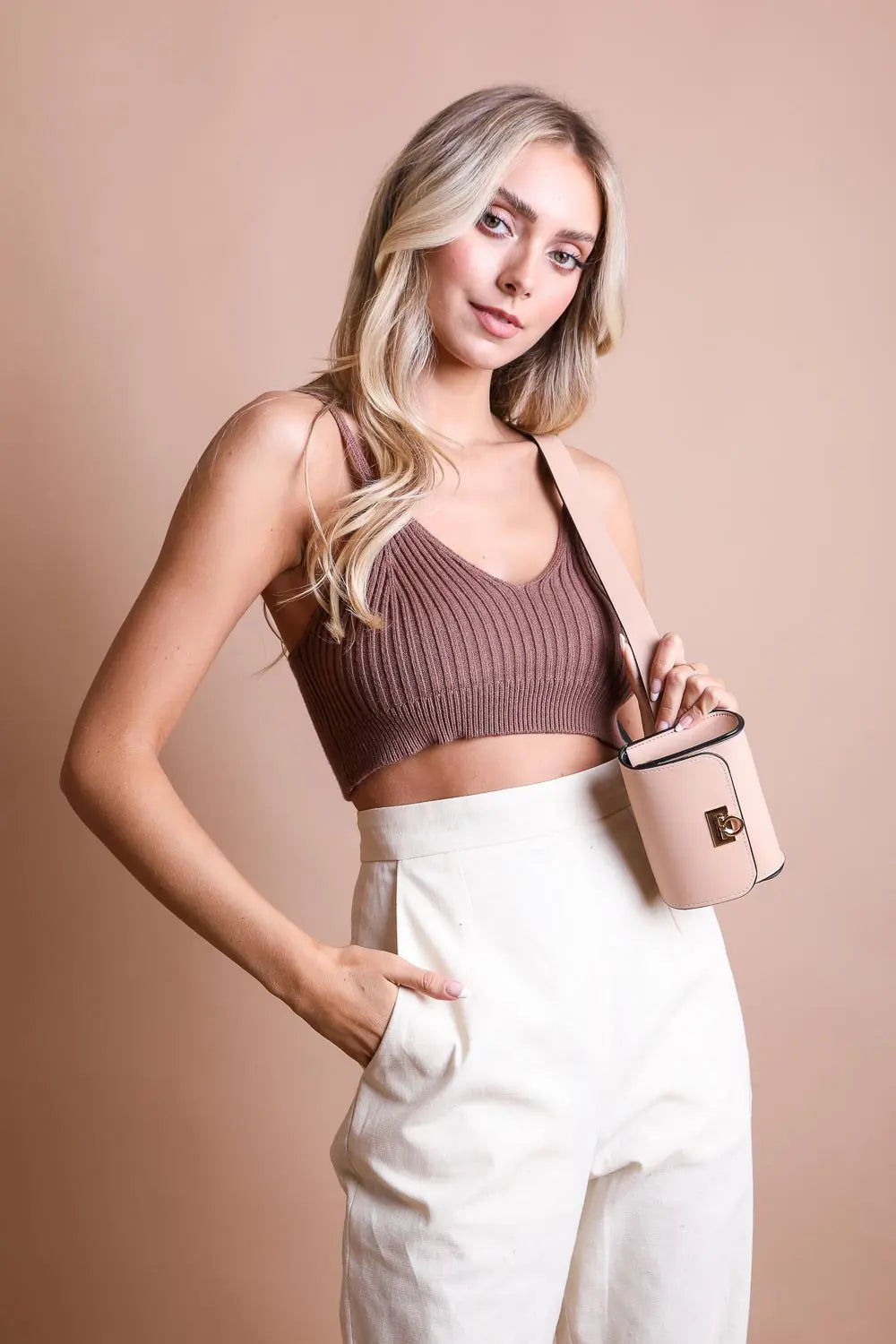 Mini Faux Leather Belt Bag – Chic with Gold Link Chain - Boho Clothing and Accessories - Flyclothing LLC