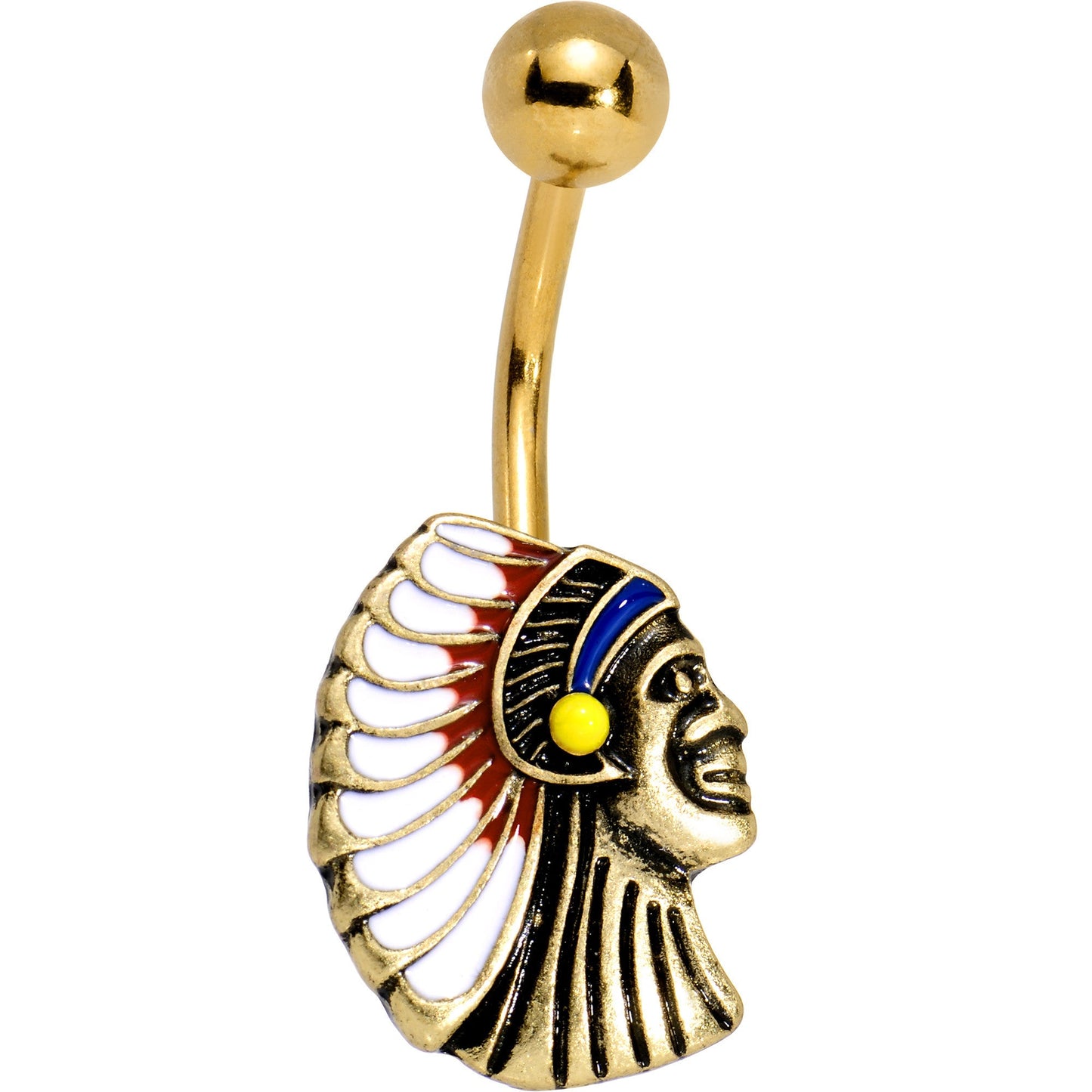 Gold PVD Warrior Chief Belly Ring - BodyCandy - Flyclothing LLC