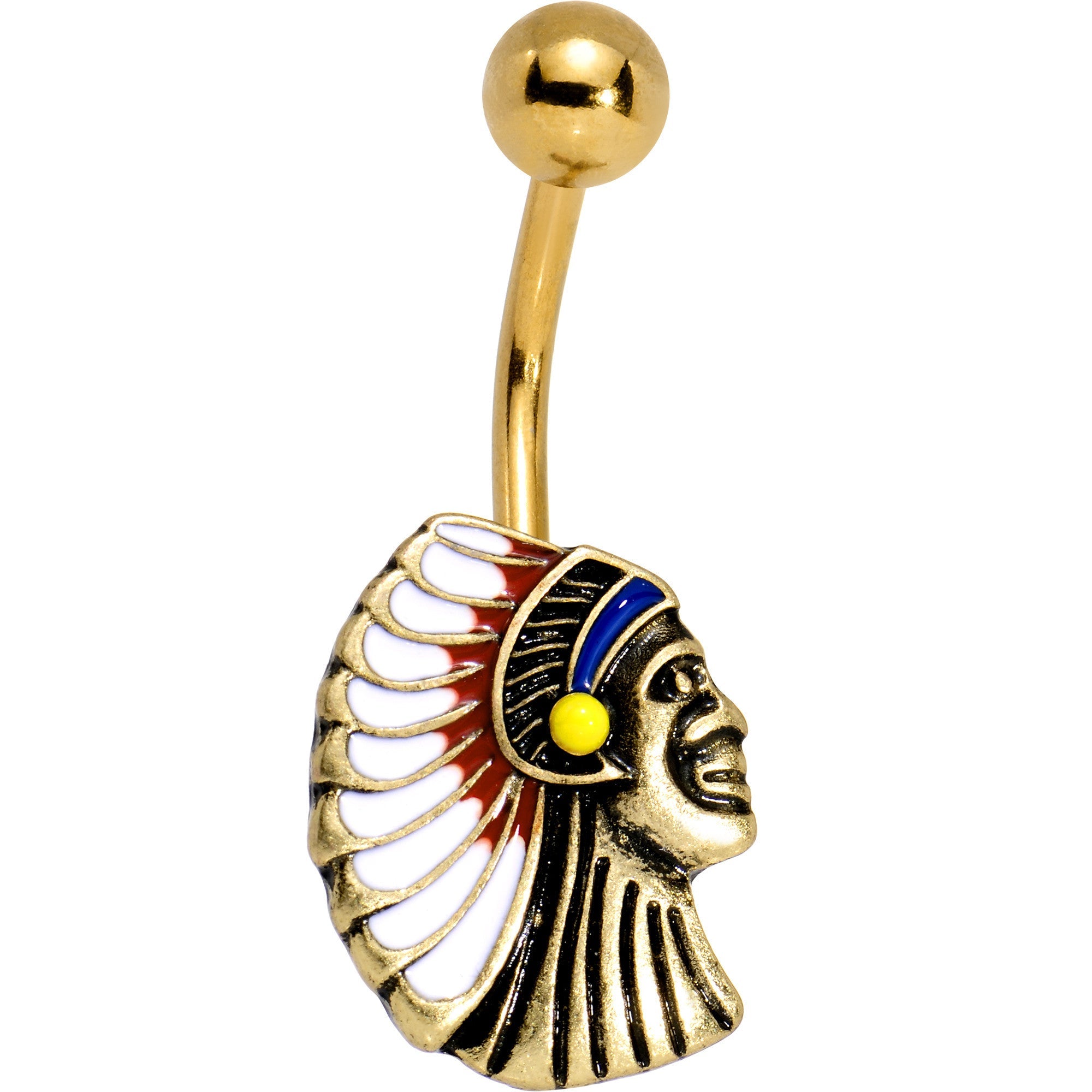 Gold PVD Warrior Chief Belly Ring - BodyCandy - Flyclothing LLC