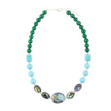 Ocean Bright Green Onyx and Blue Abalone Beaded Necklace - Barse Jewelry