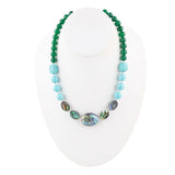 Ocean Bright Green Onyx and Blue Abalone Beaded Necklace - Barse Jewelry
