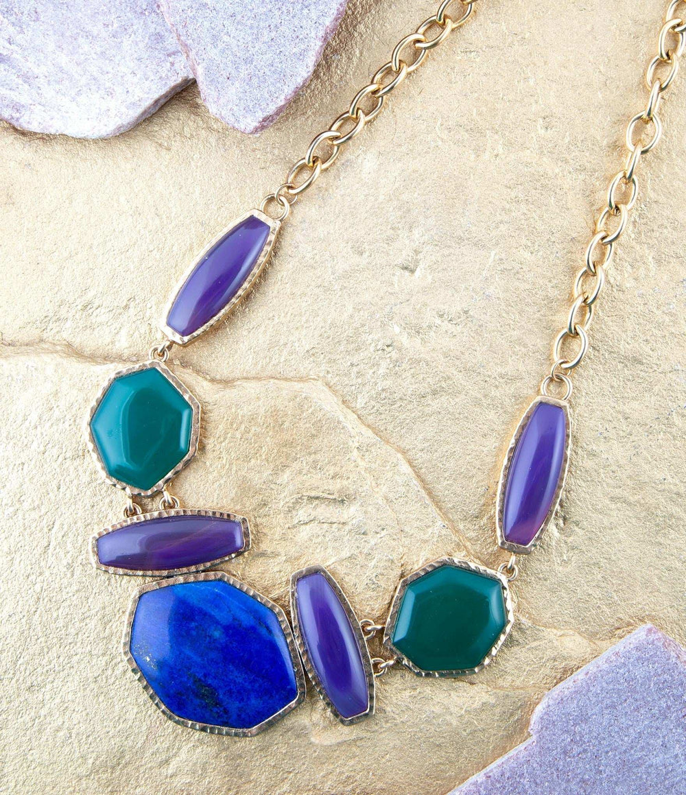 Odyssey Lapis Multi Stone Statement Necklace - Barse Jewelry - Flyclothing LLC