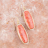 Odyssey Long Orange Sponge Coral Golden Statement Earrings - Barse Jewelry