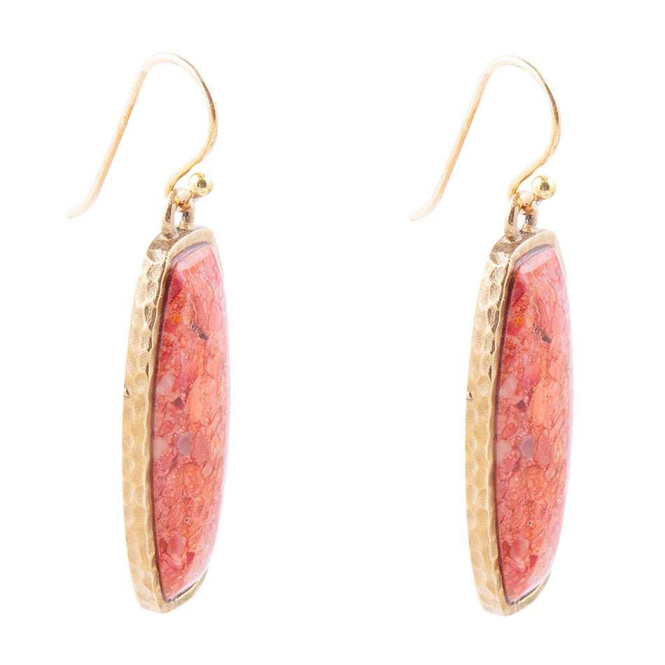 Odyssey Long Orange Sponge Coral Golden Statement Earrings - Barse Jewelry - Flyclothing LLC