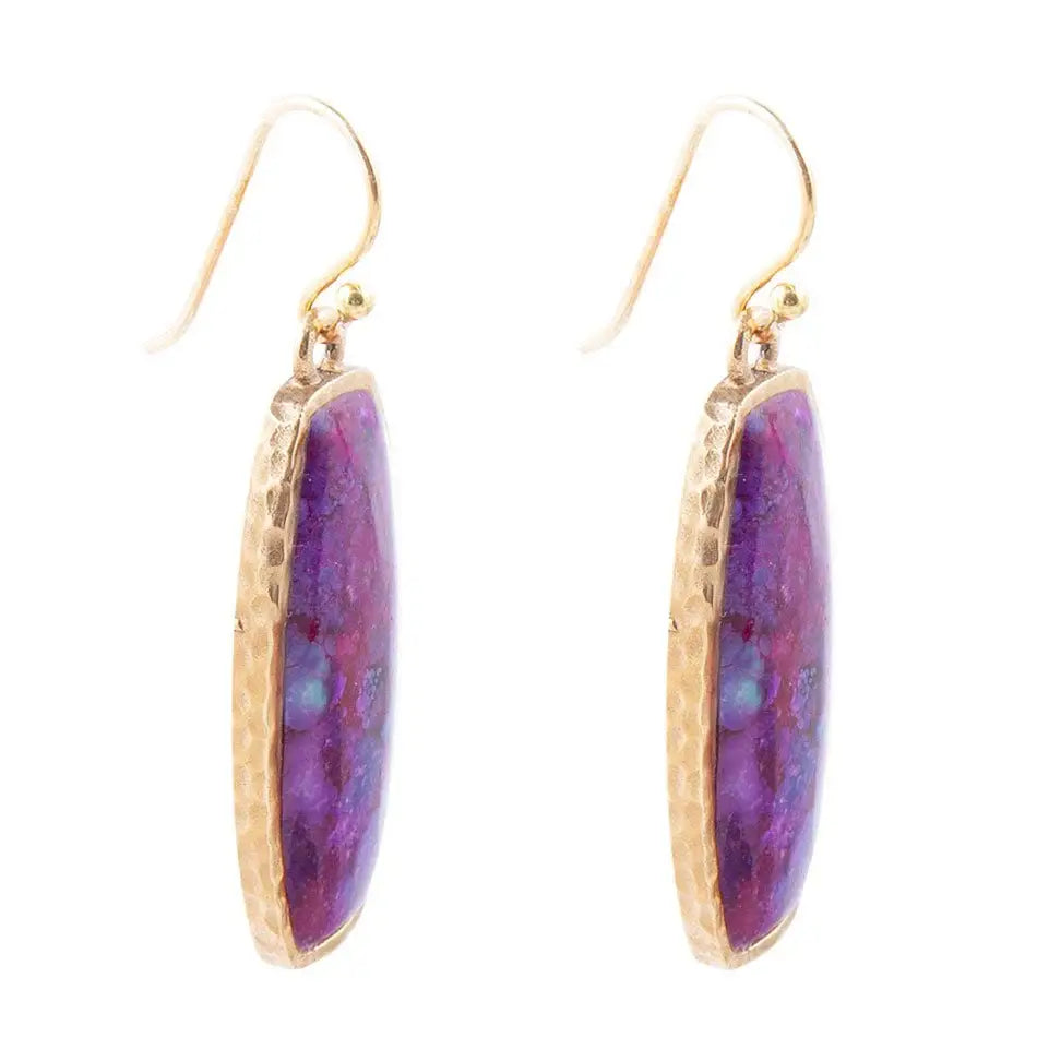 Odyssey Long Purple Turquoise and Bronze Statement Earrings - Barse Jewelry - Flyclothing LLC