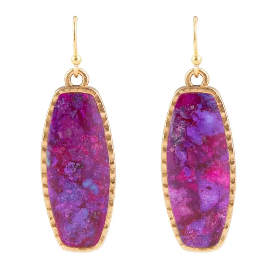 Odyssey Long Purple Turquoise and Bronze Statement Earrings - Barse Jewelry - Flyclothing LLC