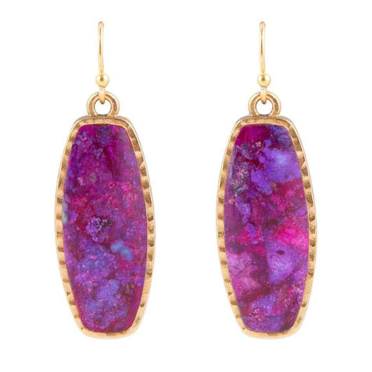 Odyssey Long Purple Turquoise and Bronze Statement Earrings - Barse Jewelry - Flyclothing LLC