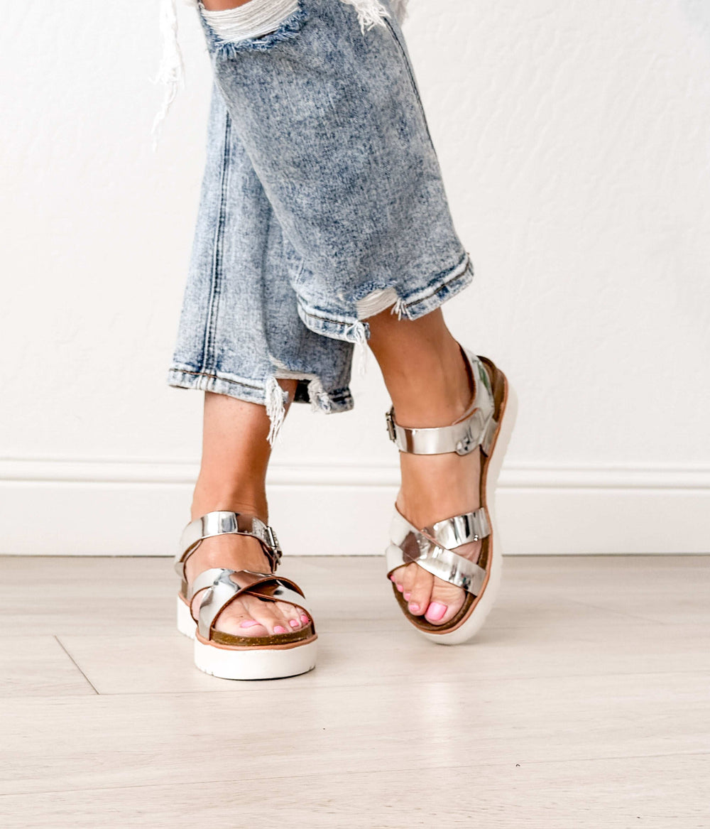 Oetter Sandal in Silver - Naughty Monkey - Flyclothing LLC