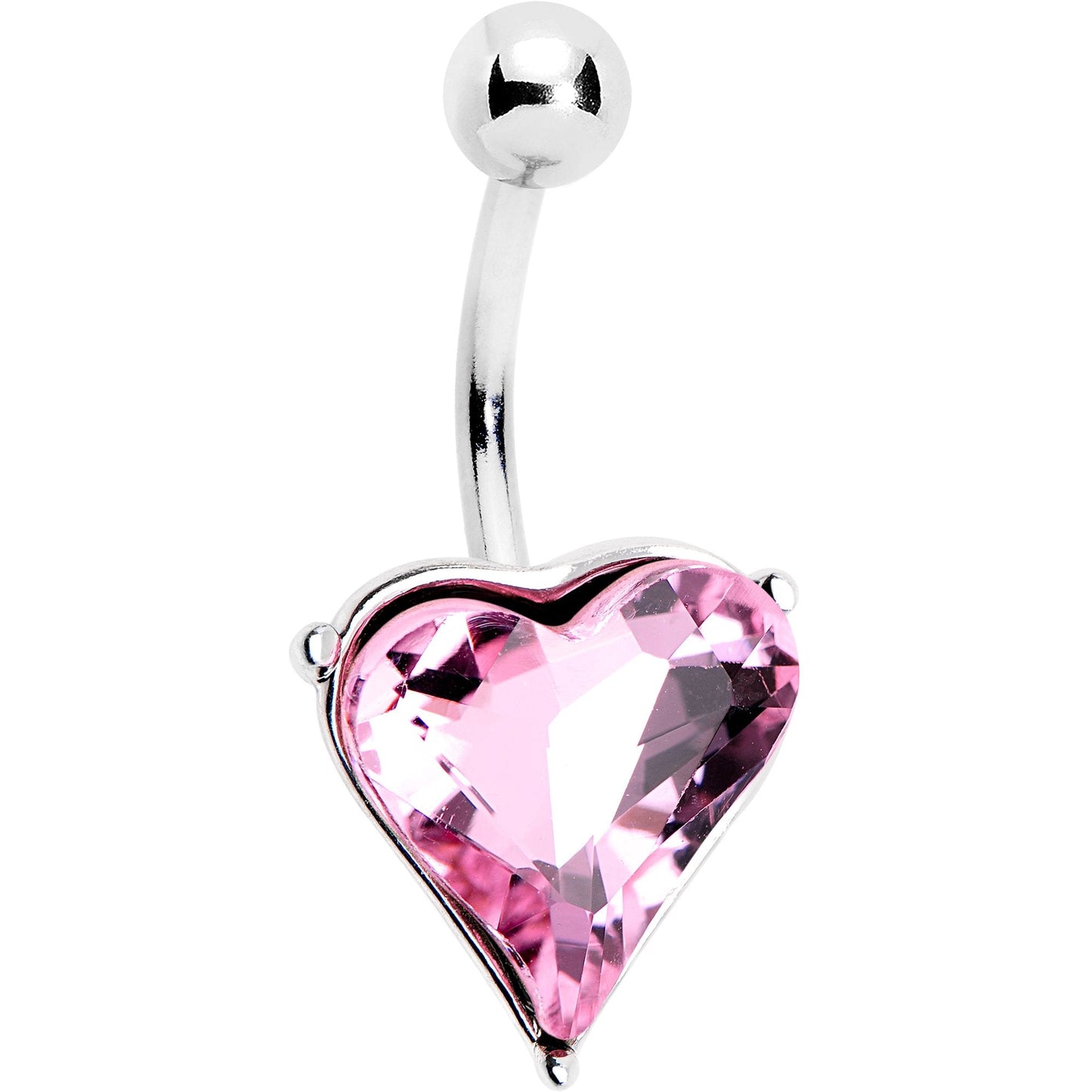 Pink Gem Huge Heart Belly Ring - BodyCandy - Flyclothing LLC