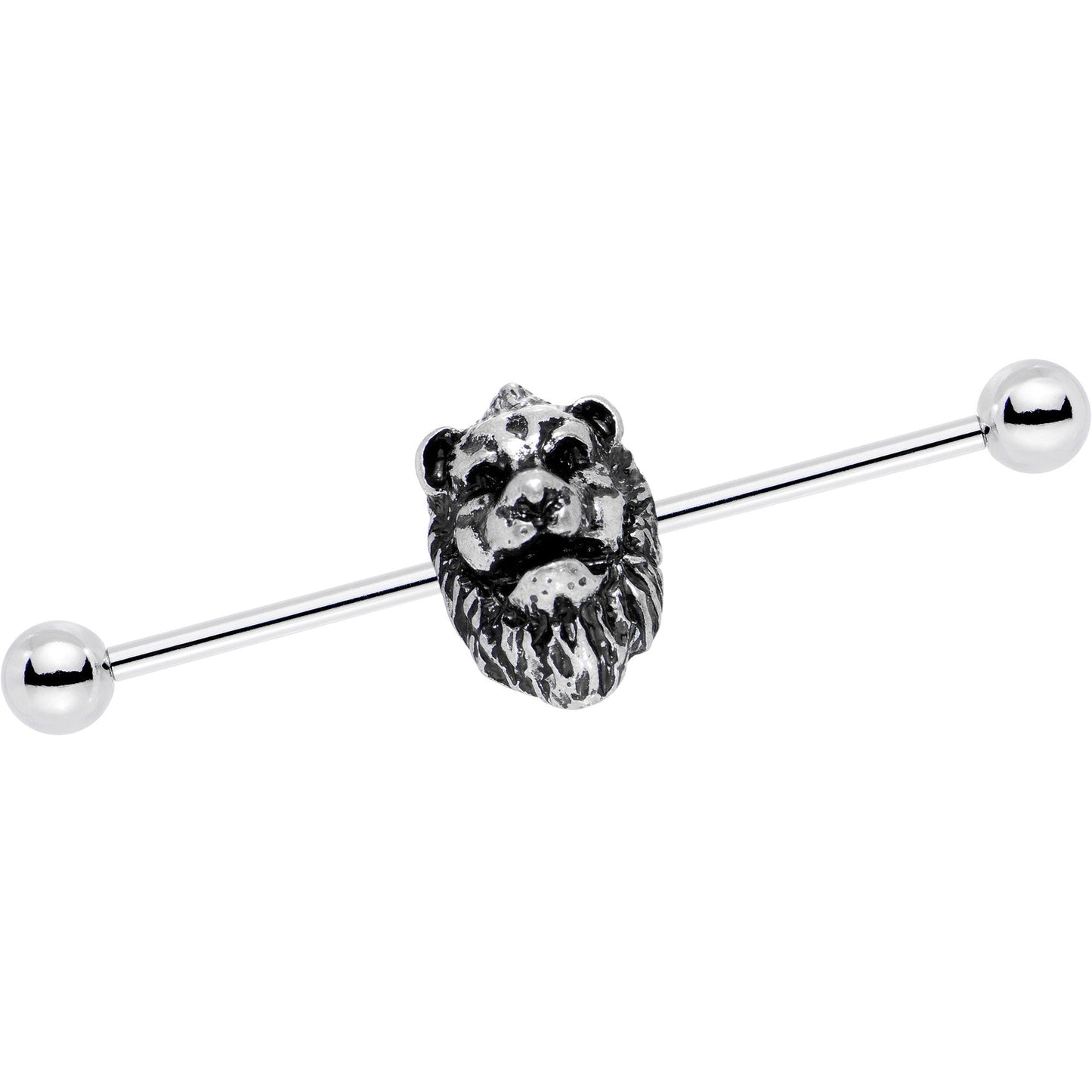 14G Fearsome Roaring Lion Charm Industrial Barbell 38mm - BodyCandy - Flyclothing LLC