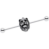 14G Fearsome Roaring Lion Charm Industrial Barbell 38mm - BodyCandy - Flyclothing LLC