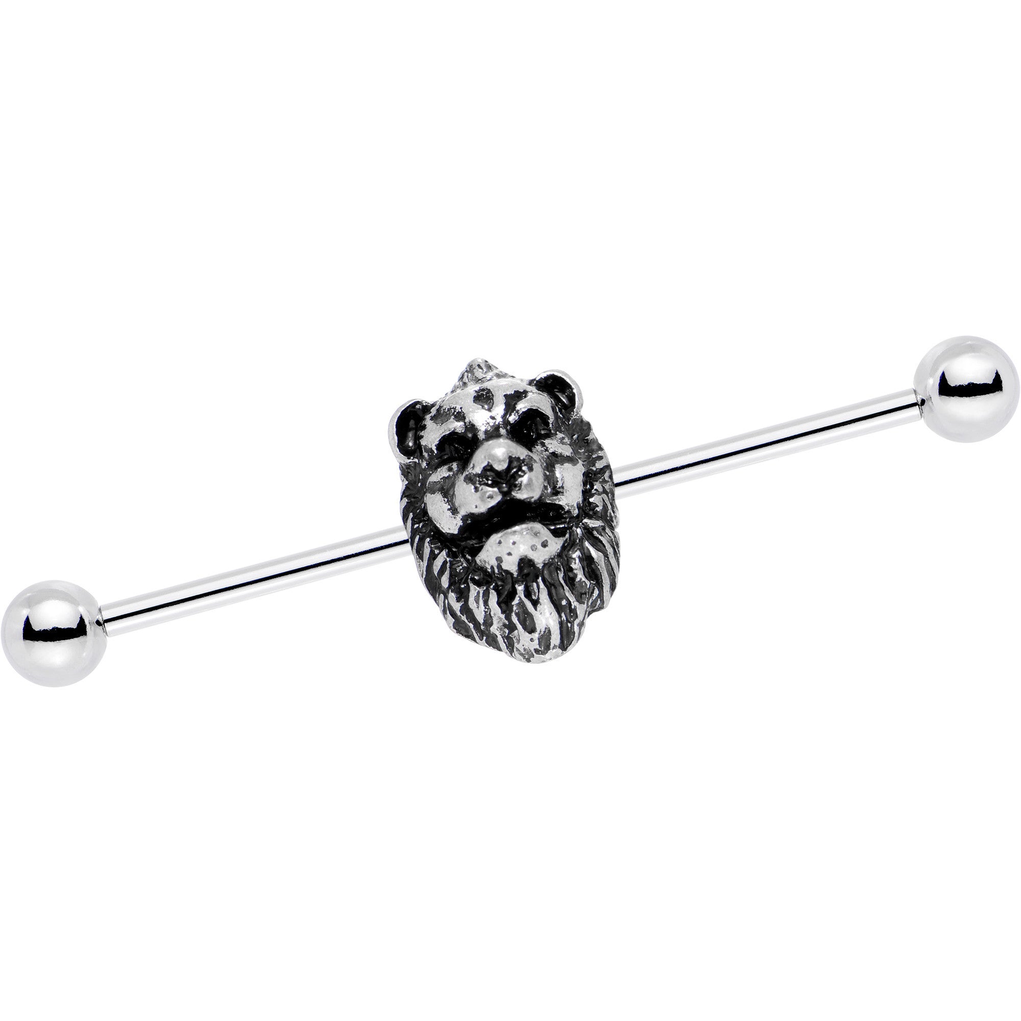 14G Fearsome Roaring Lion Charm Industrial Barbell 38mm - BodyCandy - Flyclothing LLC