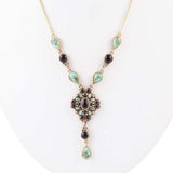 Barcelona Black Onyx and Blue Turquoise Golden Y-Necklace - Barse Jewelry - Flyclothing LLC
