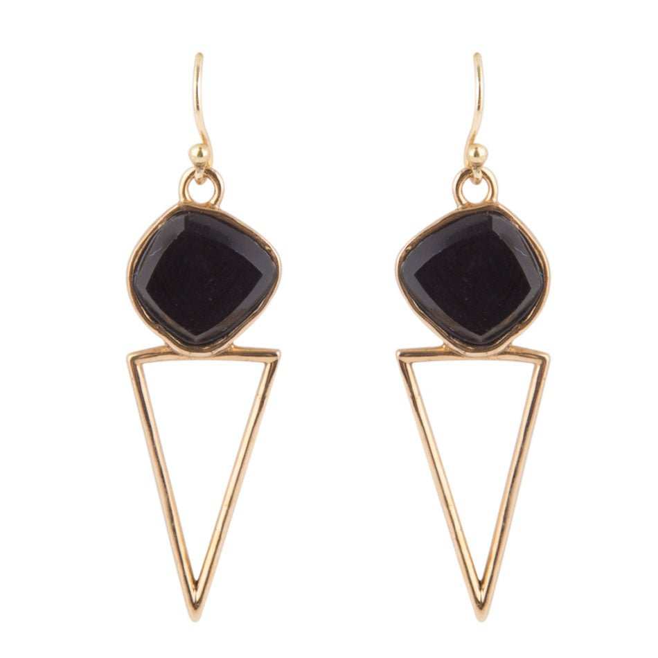 Onyx and Bronze Triangle Earrings - Barse Jewelry - Flyclothing LLC