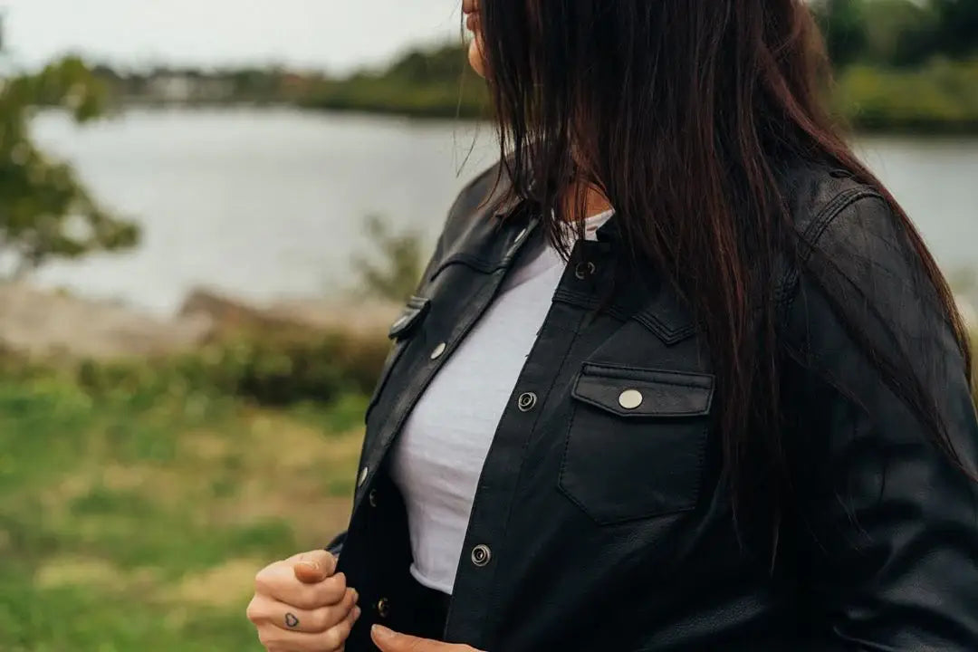 Onyx Women's Leather Motorcycle Shirt - First Manufacturing Company - Flyclothing LLC
