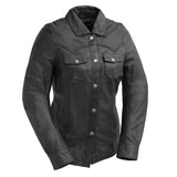 Onyx Women's Leather Motorcycle Shirt - First Manufacturing Company - Flyclothing LLC
