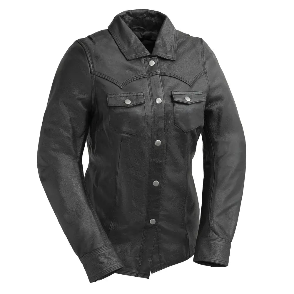 Onyx Women's Leather Motorcycle Shirt - First Manufacturing Company - Flyclothing LLC