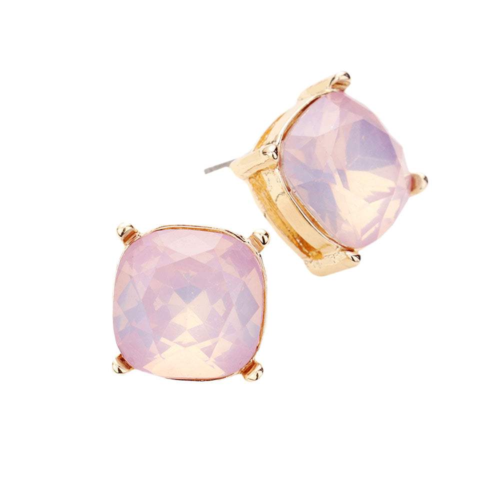 Square Stone Stud Earrings - Madeline Love - Flyclothing LLC