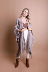 Open Work Frayed Bohemian Ruana
