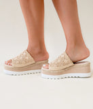 Ophelia Wedges in Cream - Naughty Monkey - Flyclothing LLC
