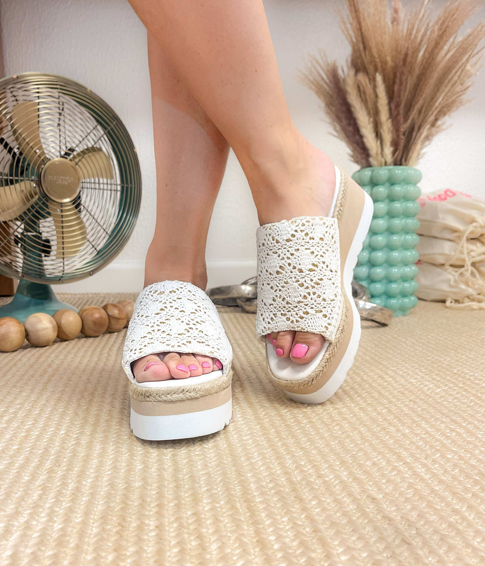 Ophelia Wedges in White - Naughty Monkey - Flyclothing LLC