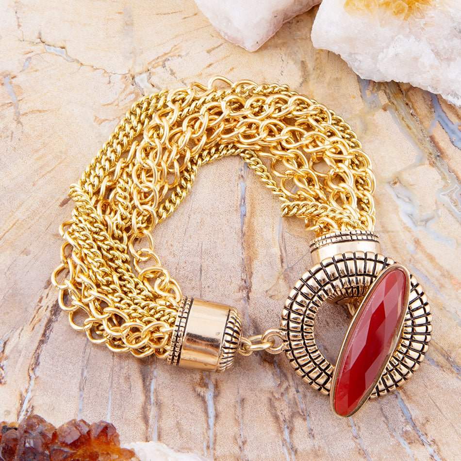 Orange Carnelian Golden Chain Bracelet - Barse Jewelry - Flyclothing LLC