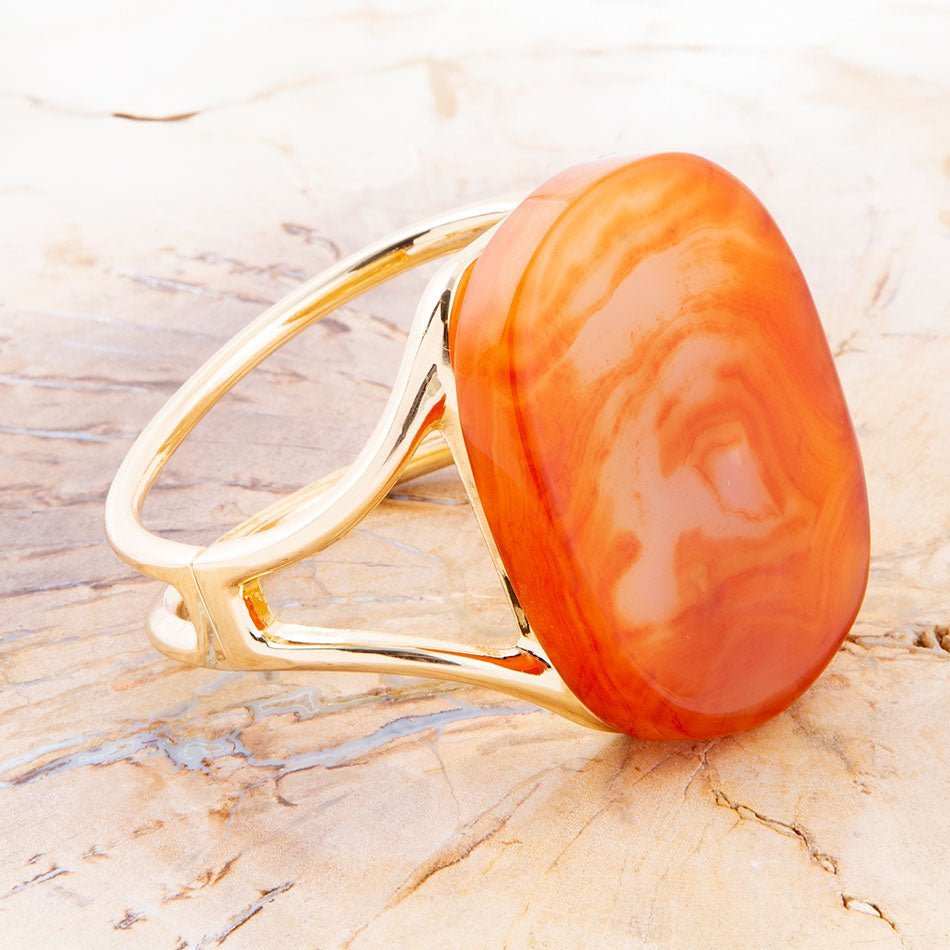 Orange Carnelian Golden Cuff Bracelet - Barse Jewelry - Flyclothing LLC