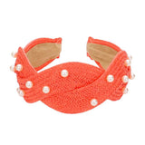 Pearl Embellished Braided Straw Headband - Madeline Love - Flyclothing LLC