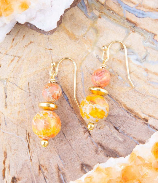 Orange Jasper Drop Earrings - Barse Jewelry - Flyclothing LLC