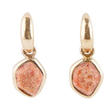 Orange Sponge Coral and Golden Half Hoop Earrings