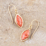 Orange Sponge Coral Golden Drop Earrings - Barse Jewelry - Flyclothing LLC
