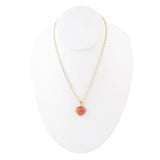 Orange Sponge Coral Heart Pendant and Golden Bronze Necklace - Barse Jewelry