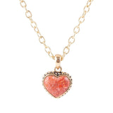 Orange Sponge Coral Heart Pendant and Golden Bronze Necklace - Barse Jewelry