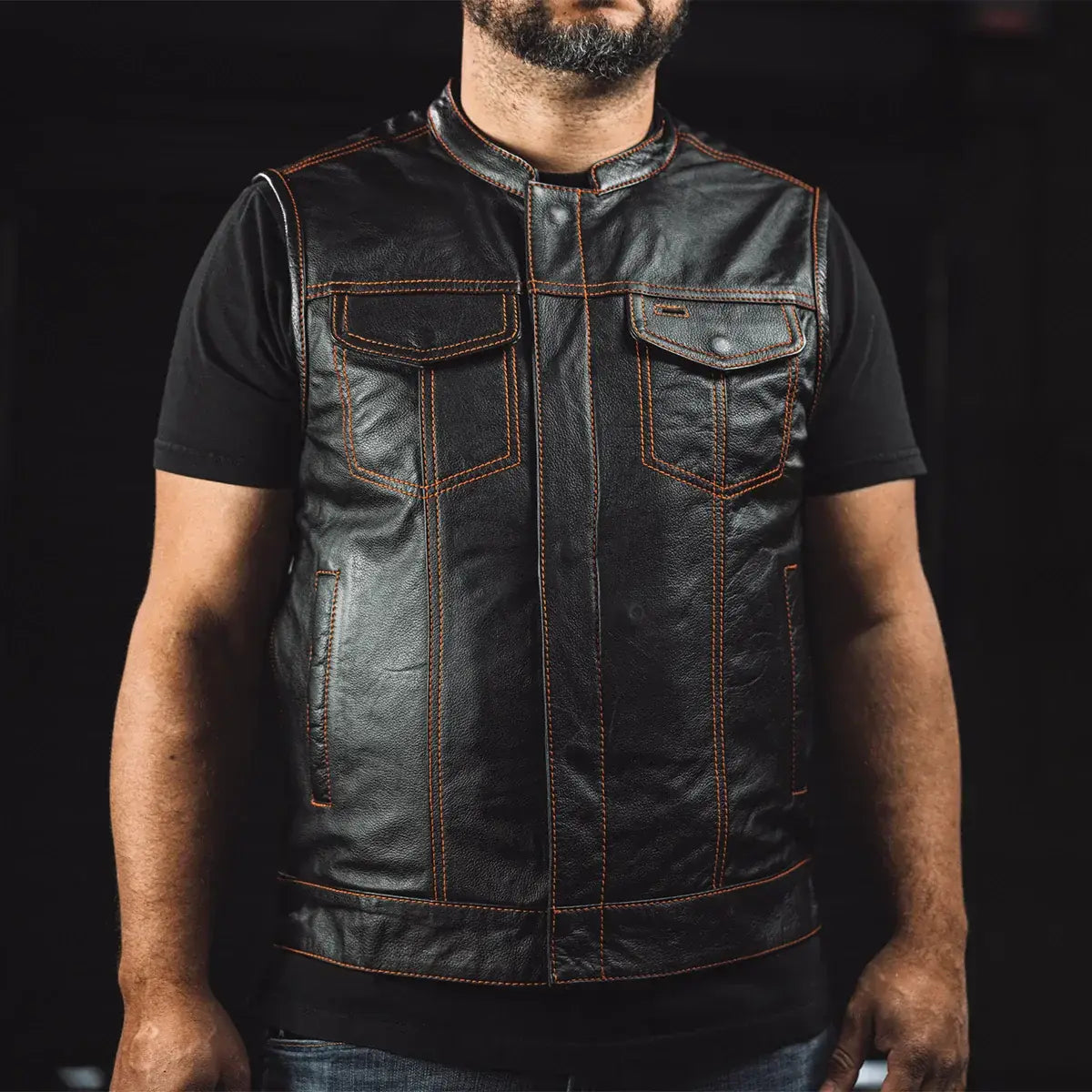 The Cut Men's Motorcycle Leather Vest, Multiple Color Options - First Manufacturing Company - Flyclothing LLC